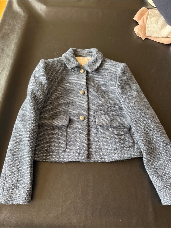Zara Jackets & Blazers - ZARA Cropped Textured Knit Jacket and skort set in BLUE TWEED - Women's